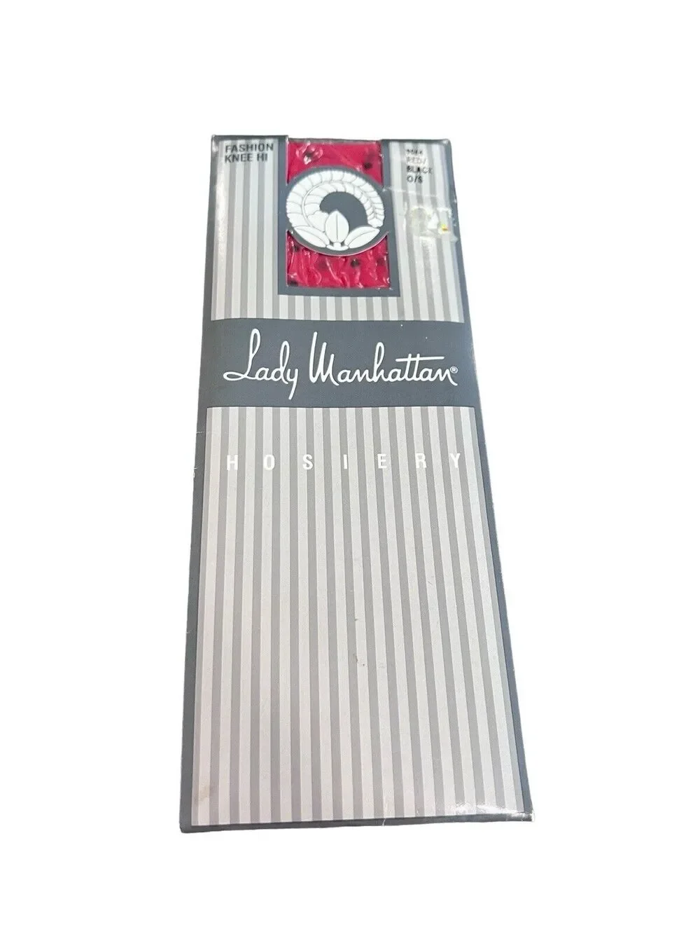 Lady Manhattan Fashion Knee Hi Hosiery Red Black Polka Dot NOS